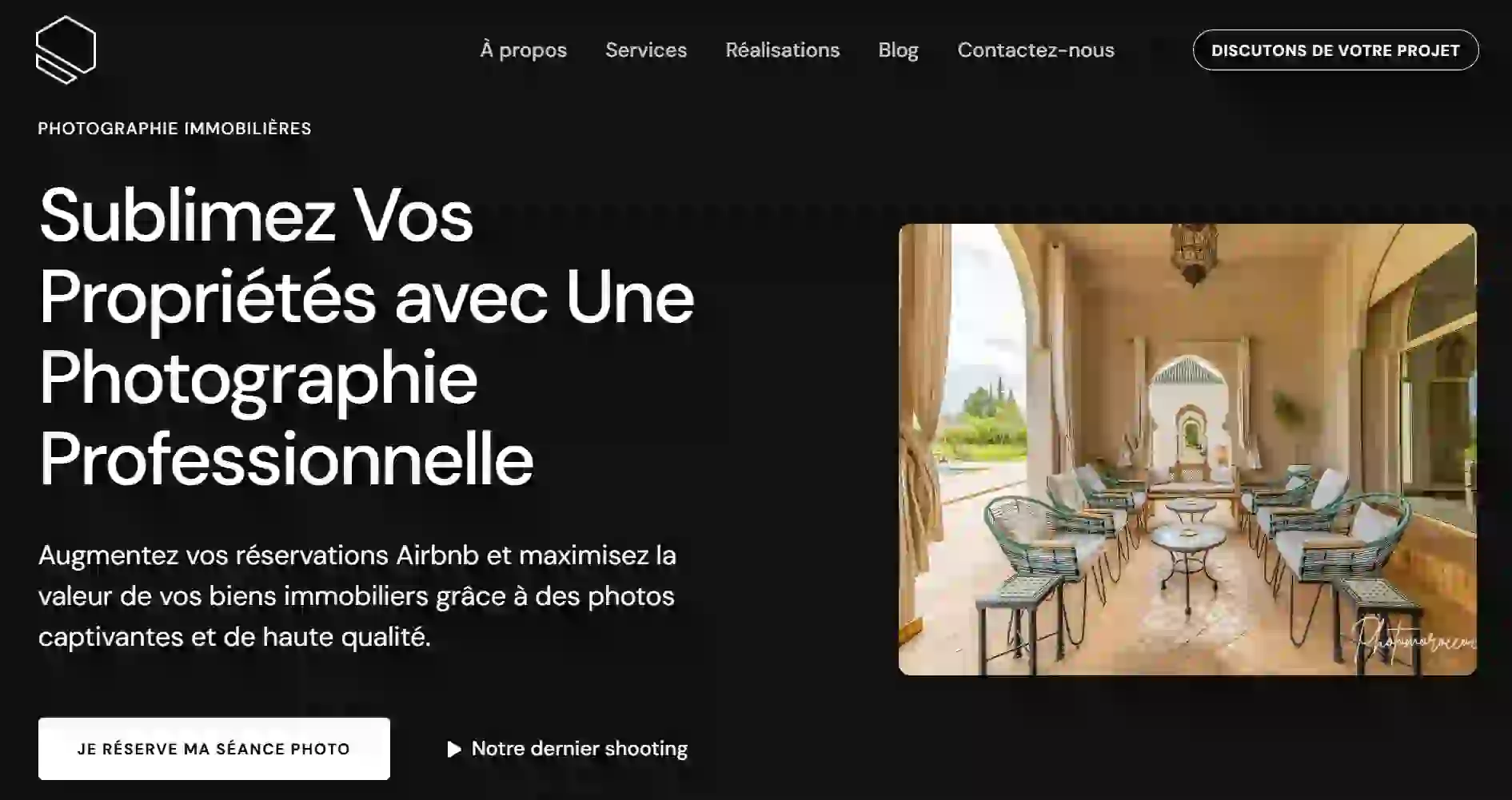 site web moderne développé pour une agence de photographie immobilière