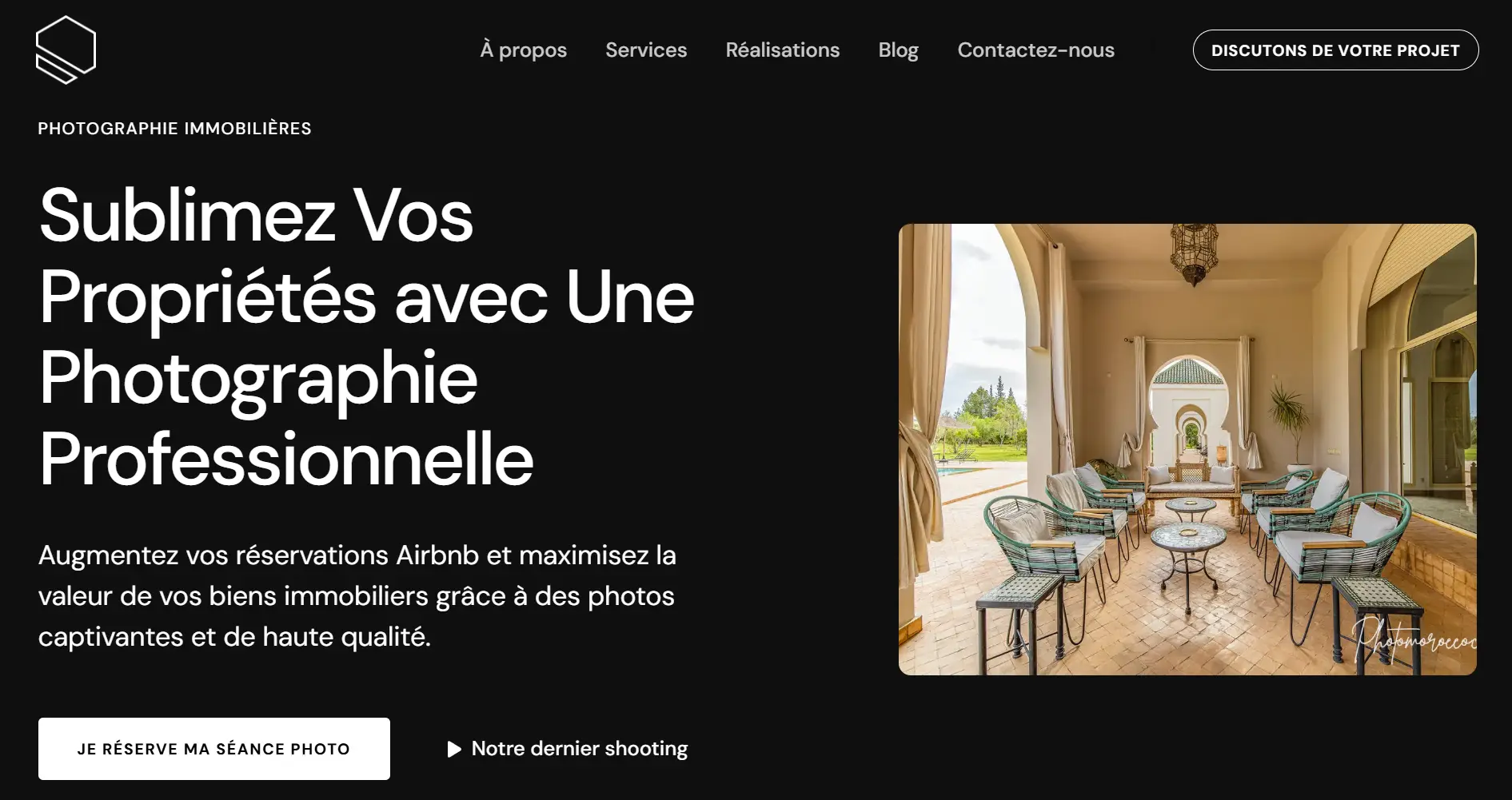 site web moderne développé pour une agence de photographie immobilière